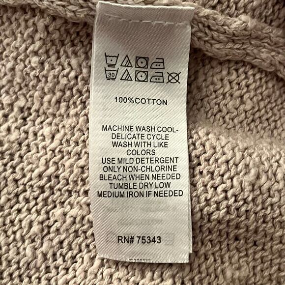 Akini 100% Cotton Lightweight Open Front Knit Cardigan Sweater Beige Medium - Picture 6 of 7